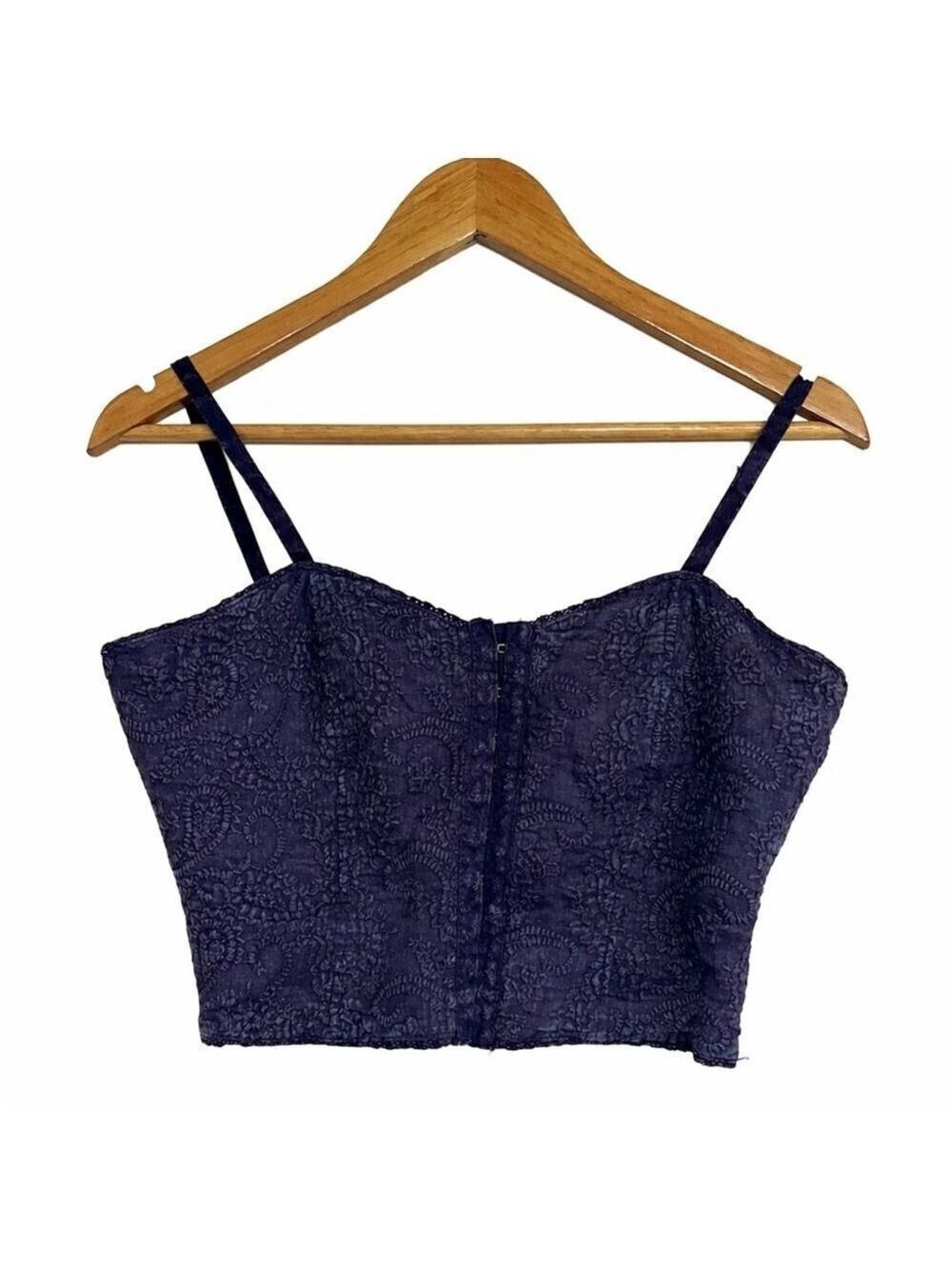 Y2K Corset Crop Top Bustier BKE Paisley Embroidered Festival